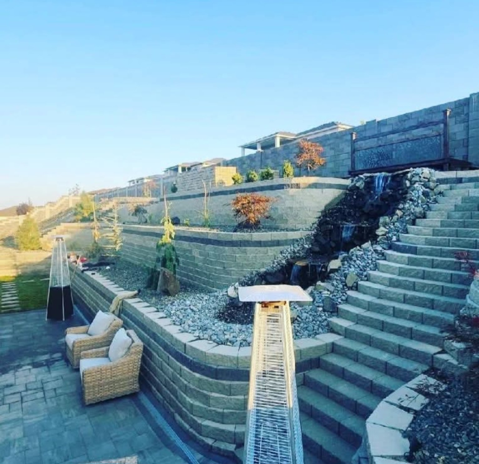 Terraced retaining walls